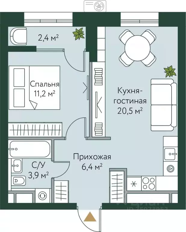 1-к кв. Волгоградская область, Волгоград Новосибирская ул., 74 (44.4 ... - Фото 0