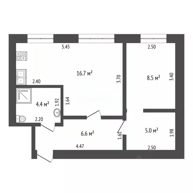 2-к кв. Тюменская область, Тюмень Рижская ул., 78 (41.2 м) - Фото 1