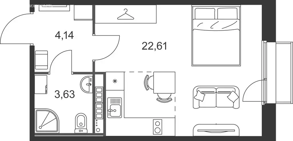 Квартира-студия: Ленинградская область, Гатчинский муниципальный ... - Фото 2