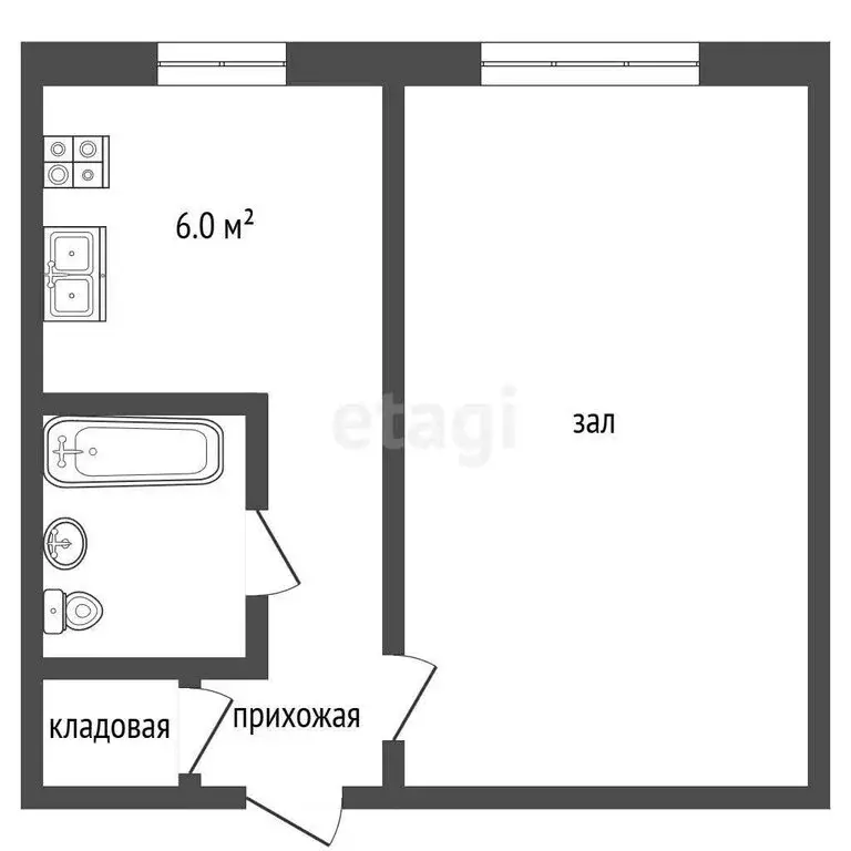 1-комнатная квартира: Абакан, улица Тараса Шевченко, 72 (30.4 м) - Фото 1