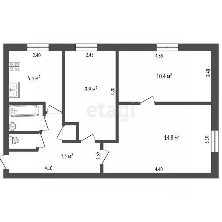 3-к кв. Саратовская область, Балашов ул. Карла Маркса, 83 (51.3 м) - Фото 1