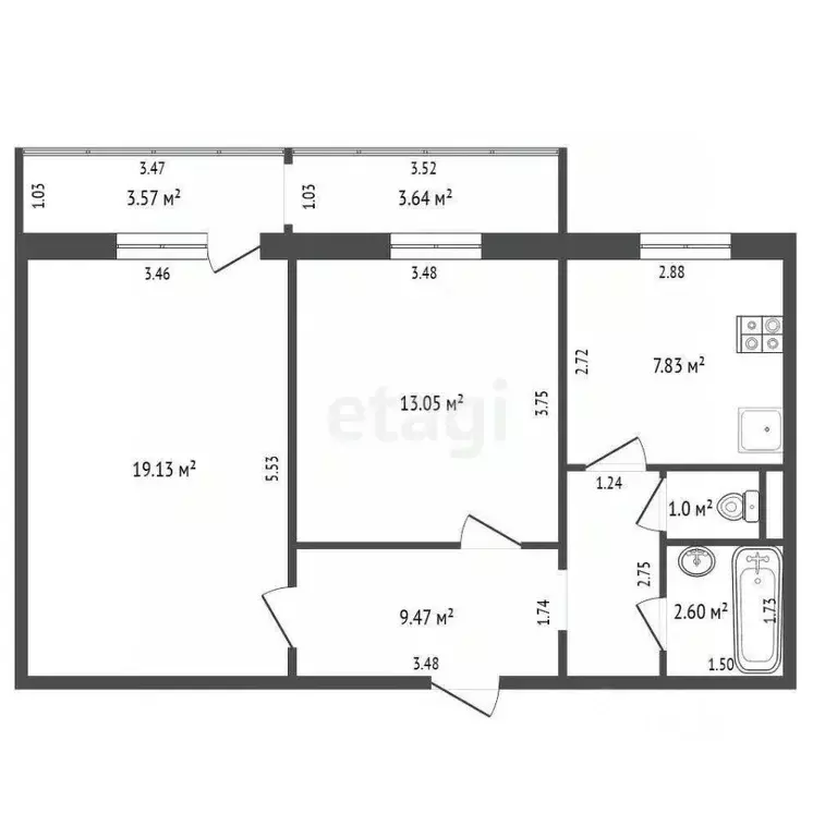 2-к кв. Ульяновская область, Ульяновск просп. Авиастроителей, 10 (53.1 ... - Фото 2
