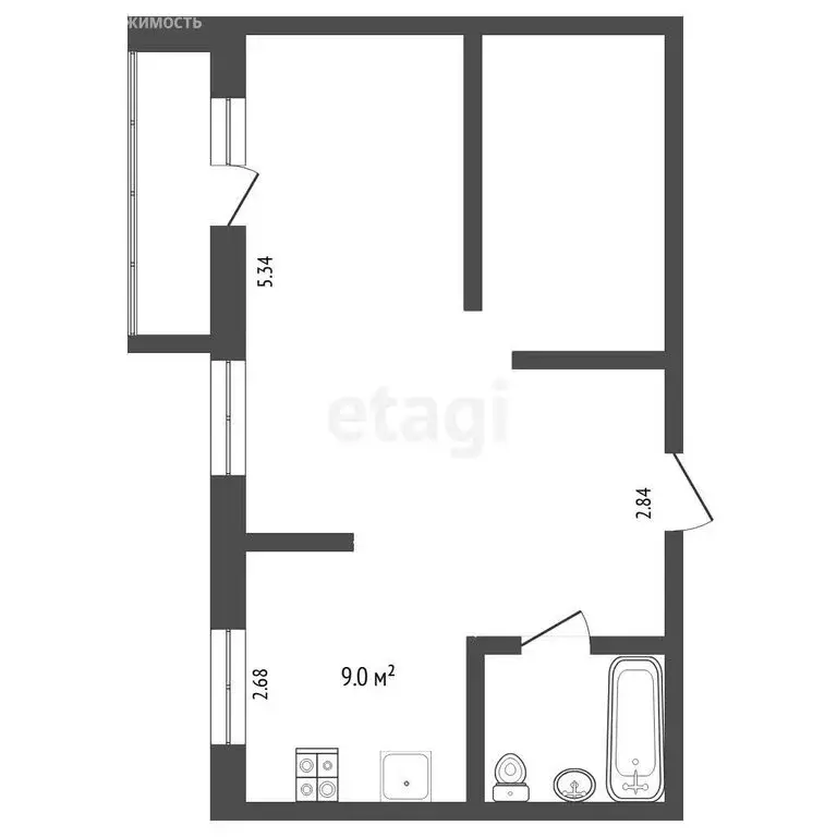 1-комнатная квартира: Тюмень, улица Московский Тракт, 104А (31.6 м) - Фото 1