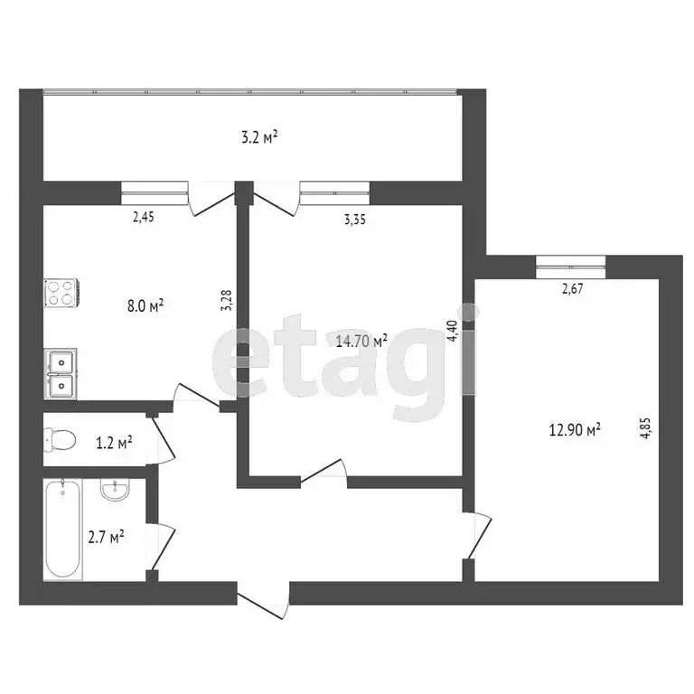 2-комнатная квартира: Тверь, Садовый переулок, 1 (47.2 м) - Фото 1