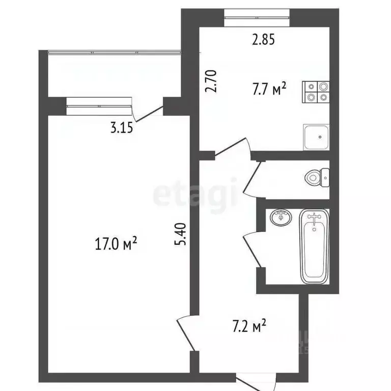 1-к кв. Ямало-Ненецкий АО, Новый Уренгой Дружба мкр, 2/3 (35.6 м) - Фото 2