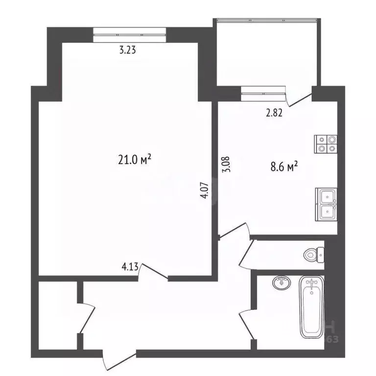 1-к кв. Ханты-Мансийский АО, Сургутский район, Белый Яр пгт ул. ... - Фото 1