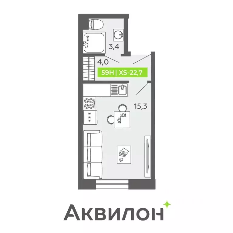 Студия Санкт-Петербург Московский просп., 71к2 (22.7 м) - Фото 0