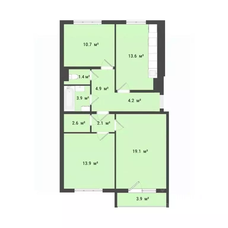 3-к кв. Омская область, Омск Заозерный мкр, ул. Сергея Тюленина, 4 ... - Фото 1