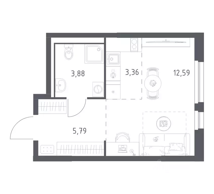 Студия Ленинградская область, Всеволожский район, Свердловское ... - Фото 1