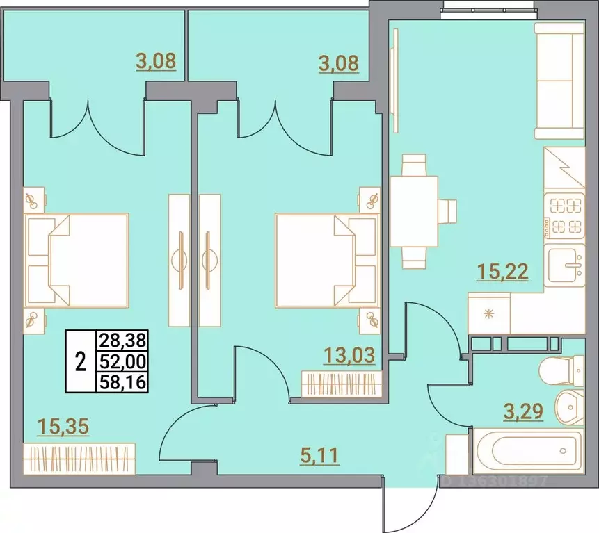 2-к кв. Волгоградская область, Волгоград Удмуртская ул., 75 (58.16 м) - Фото 1
