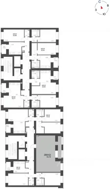 2-к кв. Татарстан, Нижнекамск 15-й мкр, Калина жилой комплекс (50.79 ... - Фото 2