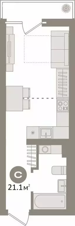 Квартира-студия: Екатеринбург, улица Евгения Савкова, 35/2 (21.1 м) - Фото 2