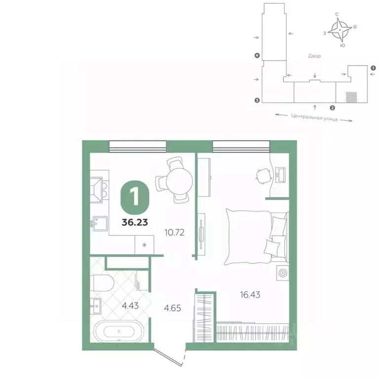 1-к кв. Тюменская область, Тюменский муниципальный округ, с. Горьковка ... - Фото 1