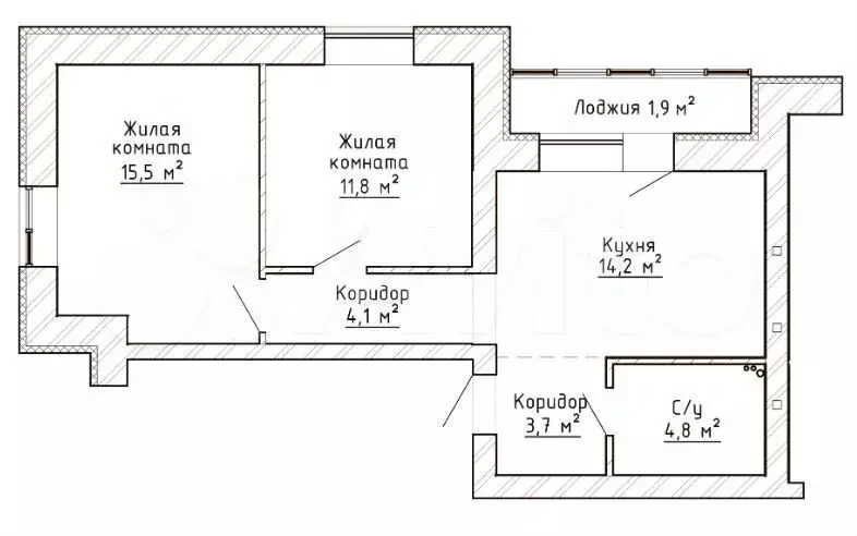 2-к. квартира, 56 м, 5/8 эт. - Фото 1