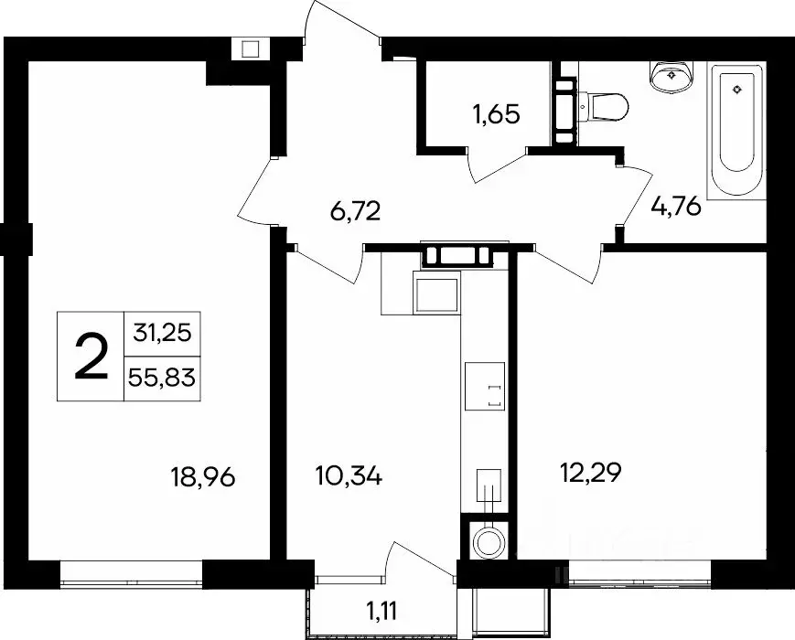 2-к кв. Крым, Симферопольский район, Гвардейское пгт, Республика жилой ... - Фото 1
