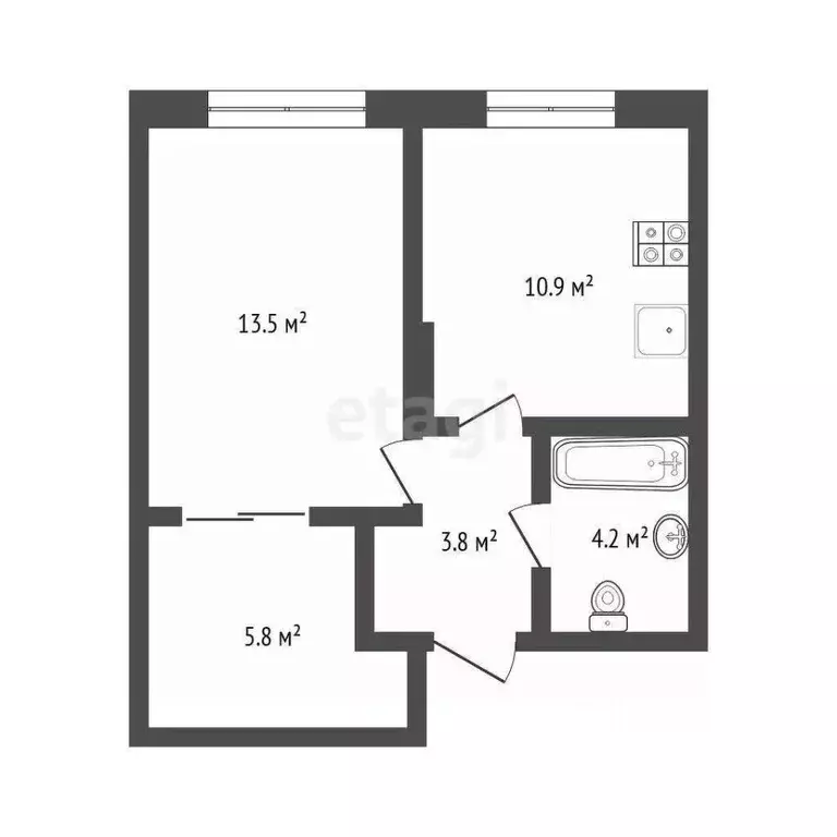 1-к кв. Тюменская область, Тюмень Новгородская ул., 22 (39.0 м) - Фото 2