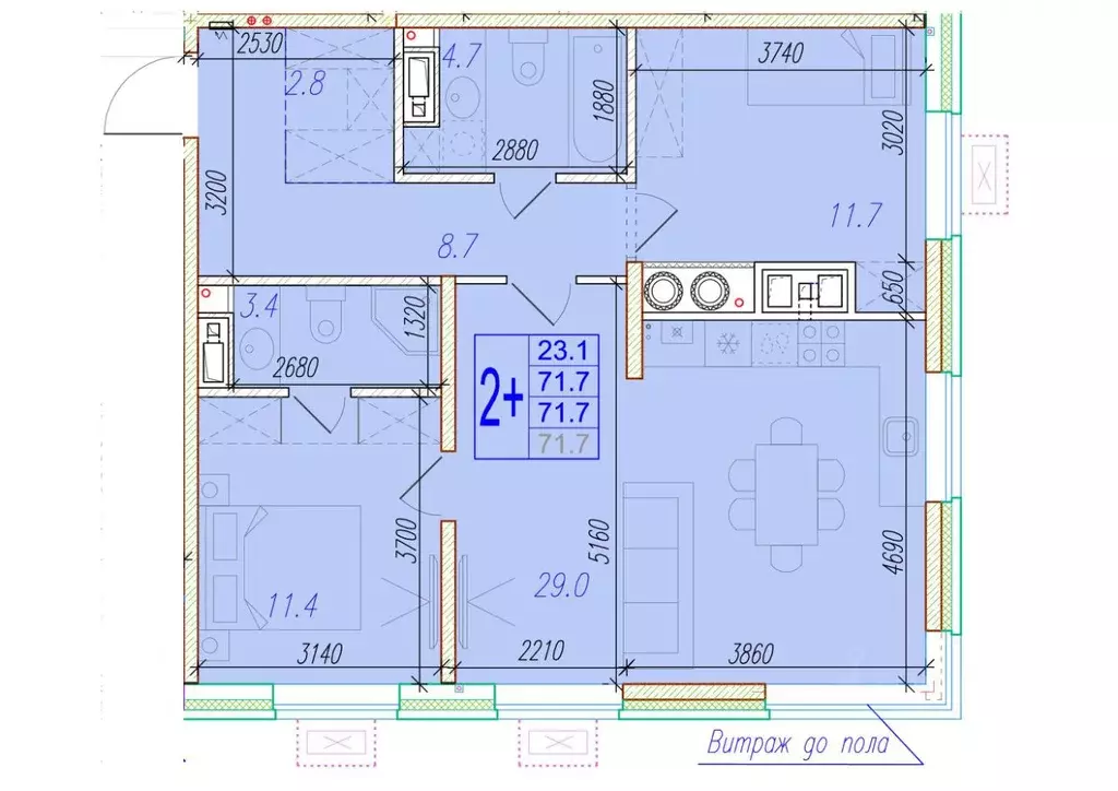 2-к кв. Астраханская область, Астрахань ул. Трофимова, 10 (71.7 м) - Фото 0