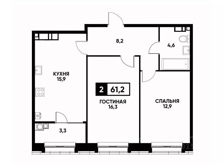 2-к кв. Ставропольский край, Ставрополь ул. Андрея Голуба, 14 (61.2 м) - Фото 0