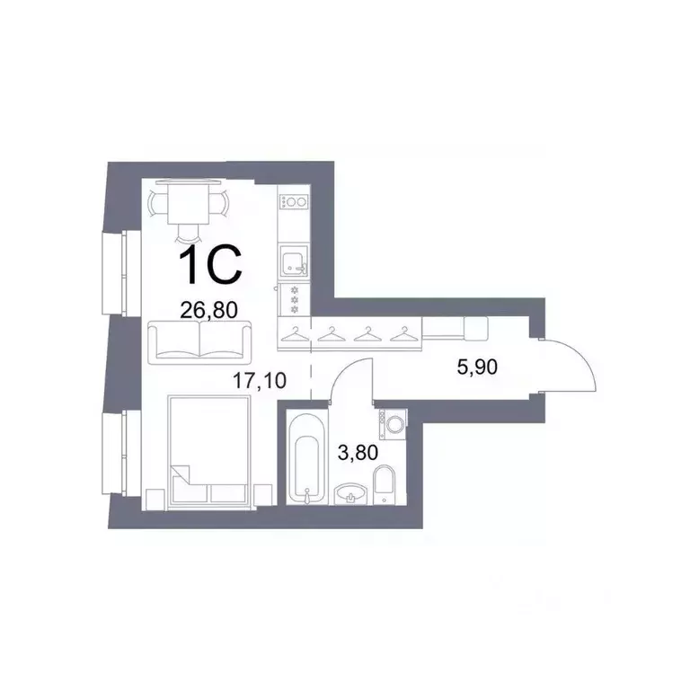 Студия Новосибирская область, Новосибирск Лемонт жилой комплекс (26.8 ... - Фото 1