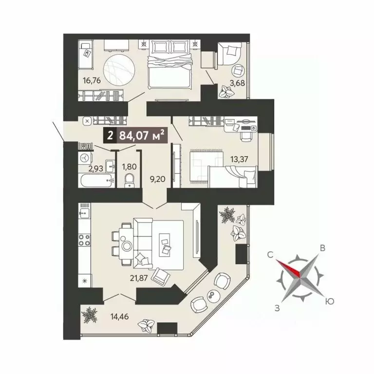 2-к кв. Пензенская область, Пенза ул. 8 Марта, 31к4 (84.07 м) - Фото 0