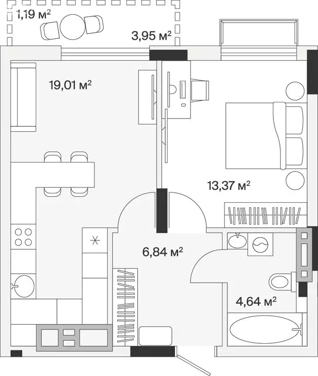 1-комнатная квартира: Малое Исаково, Первая улица, 1к2 (45.7 м) - Фото 1