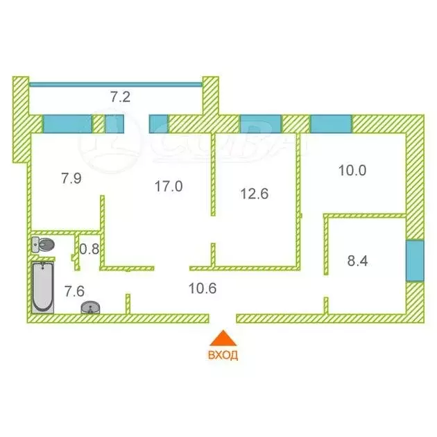 4-комнатная квартира: Тюмень, улица Шиллера, 22 (74.9 м) - Фото 1