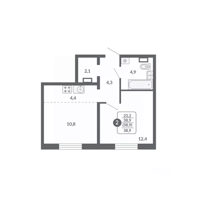 2-к кв. Кировская область, Киров ул. Потребкооперации, 34 (38.9 м) - Фото 1
