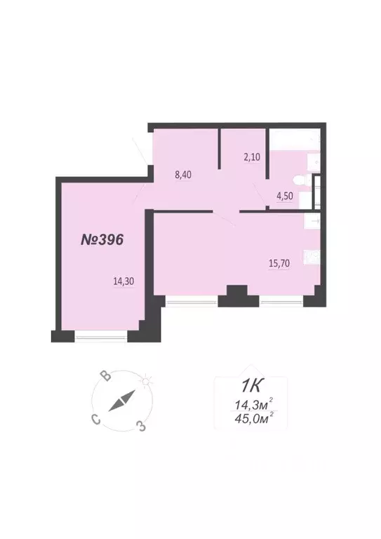 1-к кв. Свердловская область, Екатеринбург ул. Круговая, 18 (45.0 м) - Фото 1