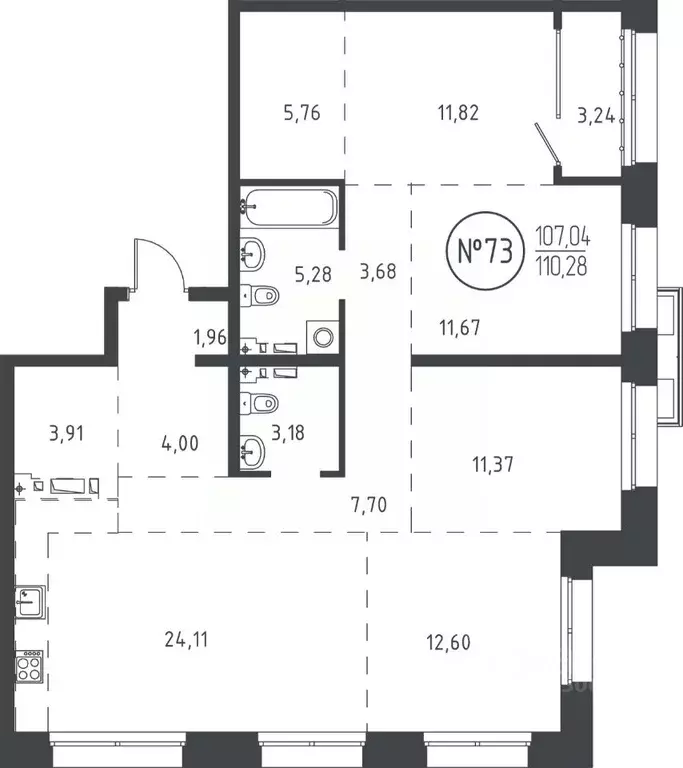 4-к кв. Иркутская область, Иркутск ул. Эдуарда Дьяконова, 6 (109.69 м) - Фото 0