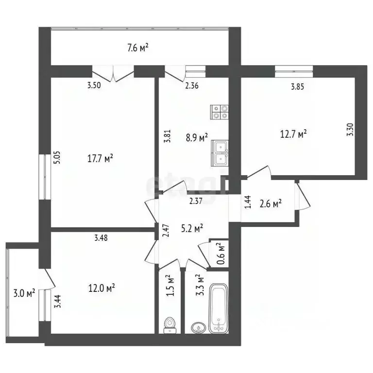 3-к кв. Крым, Ялта ул. Жадановского, 3 (64.5 м) - Фото 1