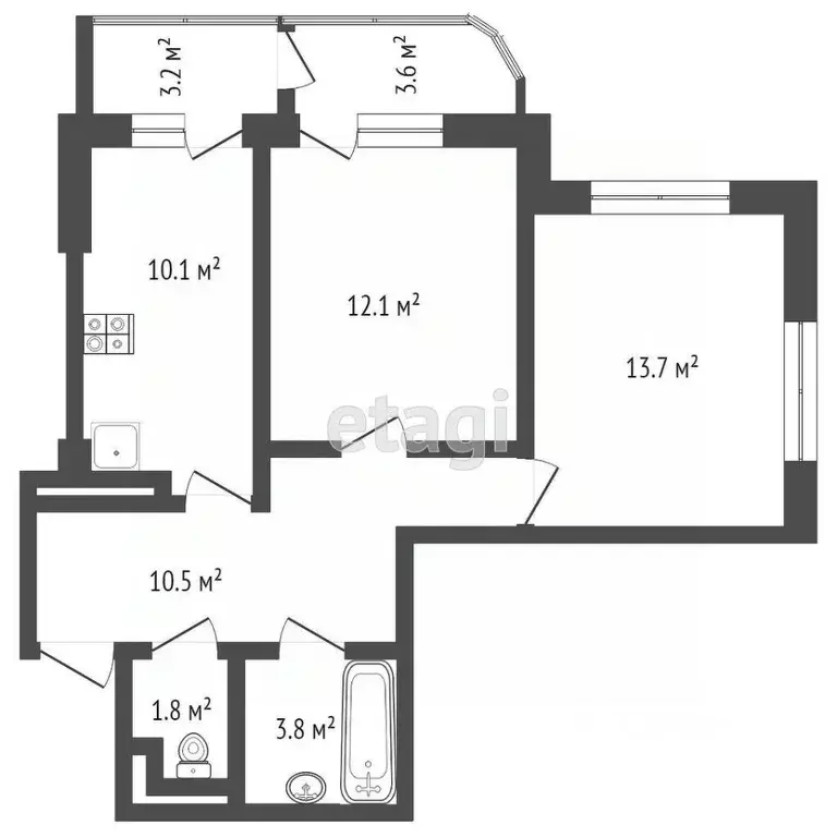 2-к кв. Крым, Симферополь ул. Индустриальная (52.0 м) - Фото 0