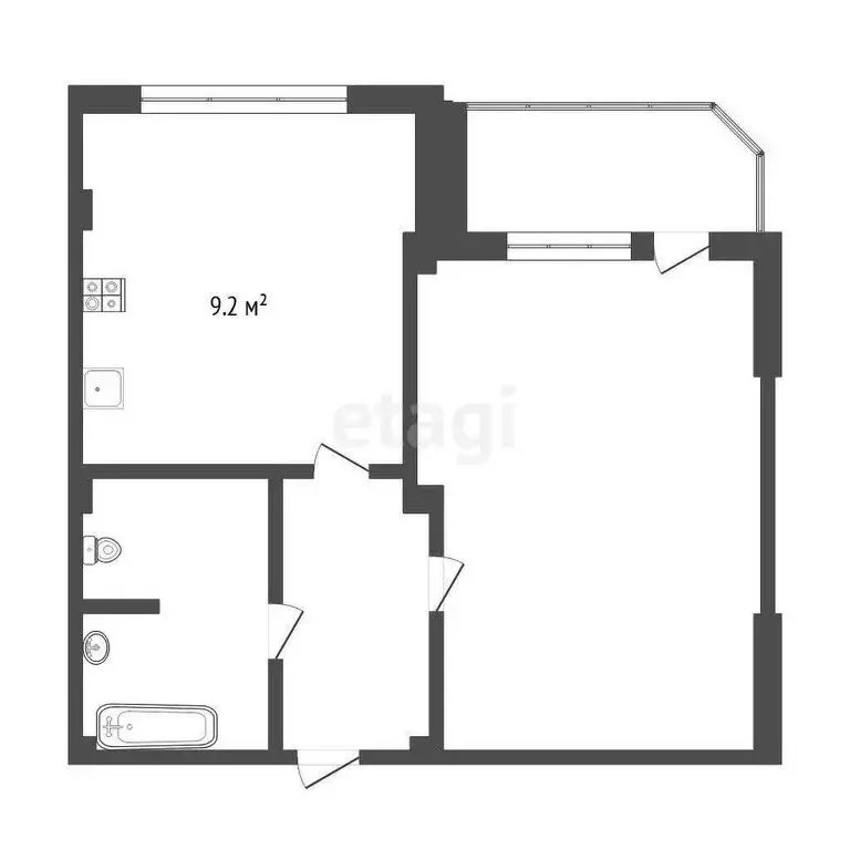1-комнатная квартира: Тюмень, улица Федюнинского, 56 (46.1 м) - Фото 0
