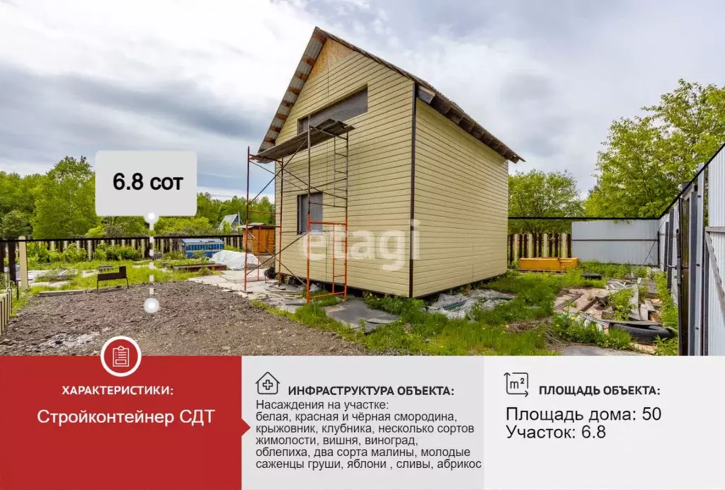 Дом в Хабаровский край, Хабаровский район, Стройконтейнер садовое ... - Фото 0