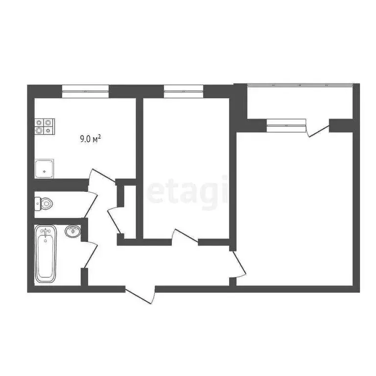 2-комнатная квартира: Усинск, Пионерская улица, 15 (48.3 м) - Фото 1
