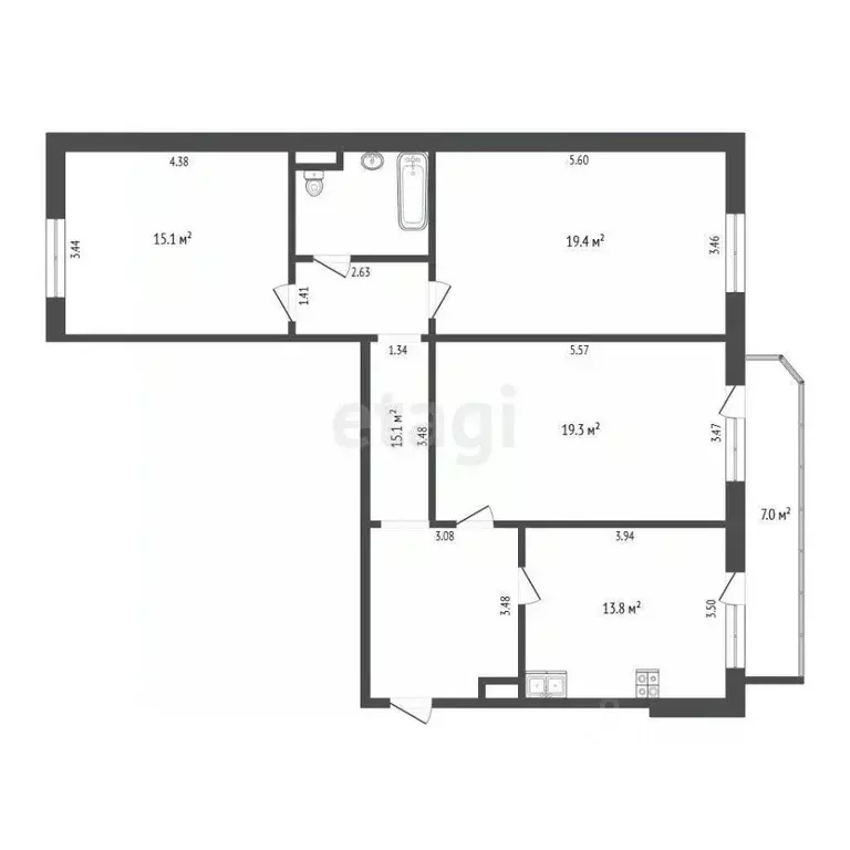 3-к кв. Тюменская область, Тюмень ул. Московский Тракт, 143 (100.0 м) - Фото 2