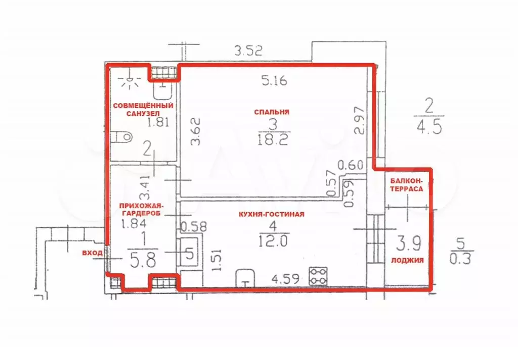 1-к. квартира, 45 м, 5/9 эт. - Фото 0