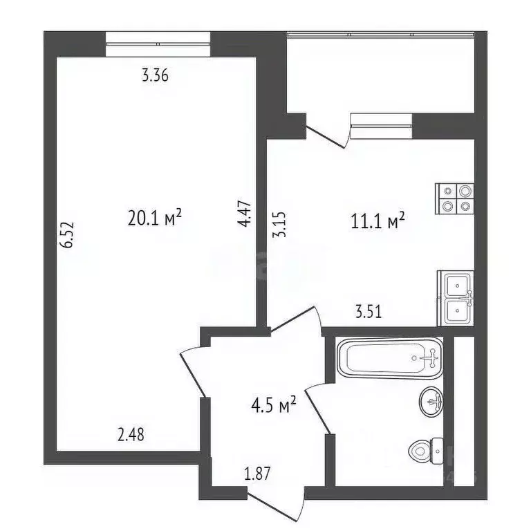 1-к кв. Москва Сиреневый бул., 4/7 (41.5 м) - Фото 1