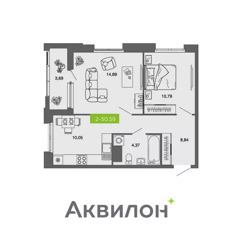 2-к кв. Архангельская область, Архангельск Комсомольская ул., 38 ... - Фото 0