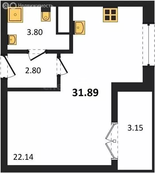 Квартира-студия: Севастополь, улица Мате Залки (31.89 м) - Фото 1