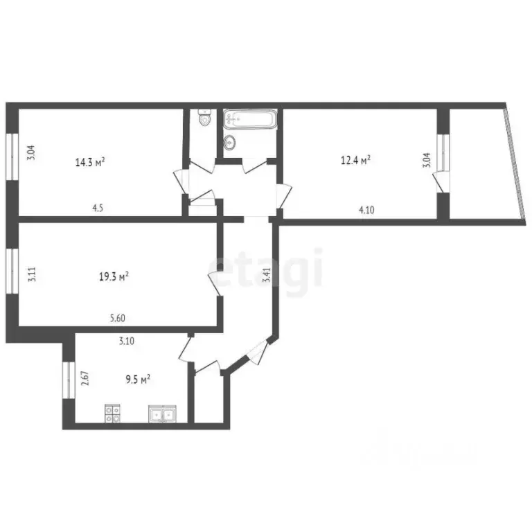 3-к кв. Тюменская область, Тюмень Камчатская ул., 2 (65.0 м) - Фото 1