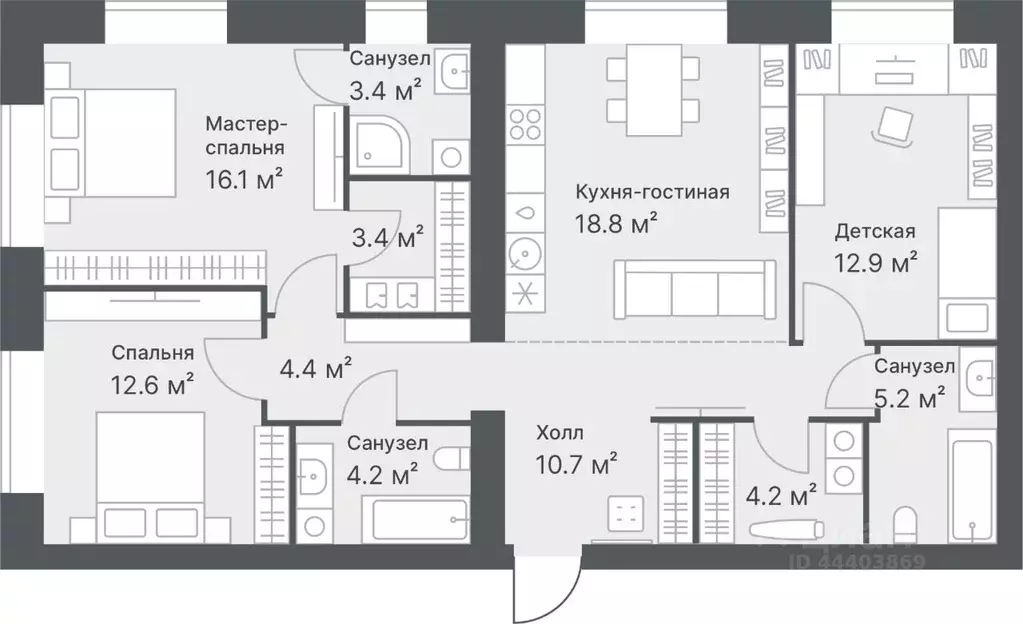 3-к кв. Тюменская область, Тюмень Кремлевская ул., 95 (95.9 м) - Фото 0