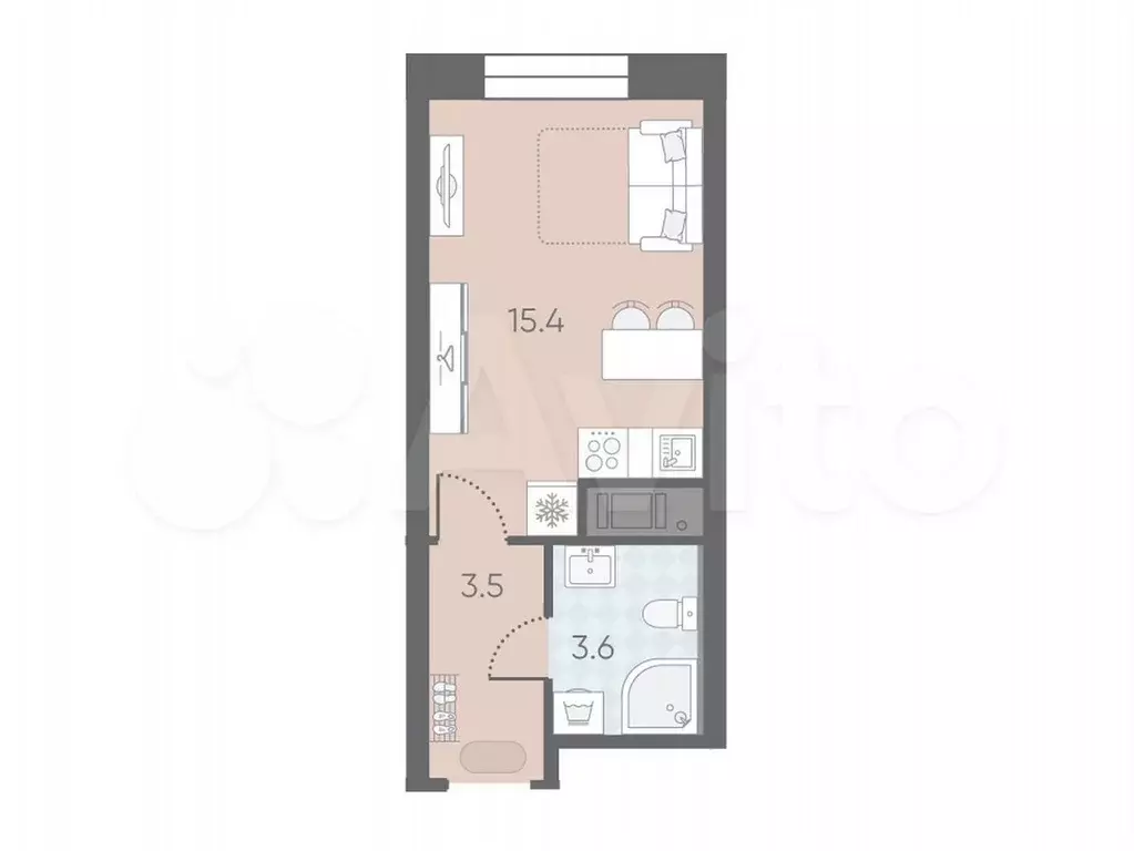 Квартира-студия, 22,5 м, 9/12 эт. - Фото 0