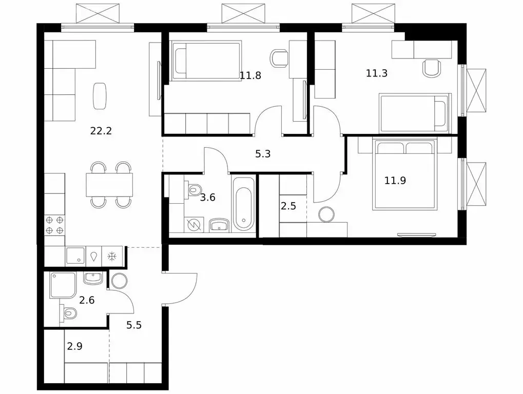 3-комнатная квартира: Мытищи, жилой комплекс Яуза Парк, к6 (79.6 м) - Фото 1