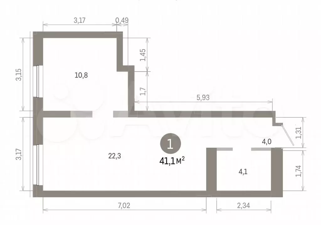 1-к. квартира, 41,1 м, 2/8 эт. - Фото 1