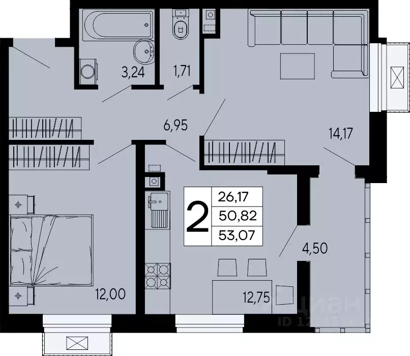 2-к кв. Адыгея, Майкоп 9 Мая ул. (53.07 м) - Фото 1