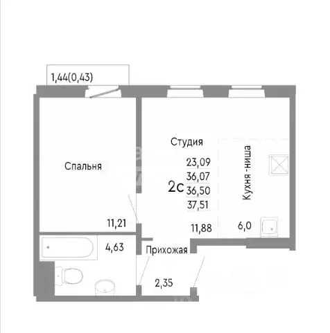 1-к кв. Челябинская область, Челябинск ул. Блюхера, 123 (36.0 м) - Фото 1