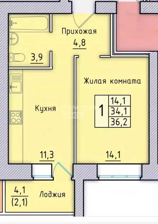1-к кв. Орловская область, Орел ул. Андрианова, 33 (36.0 м) - Фото 2