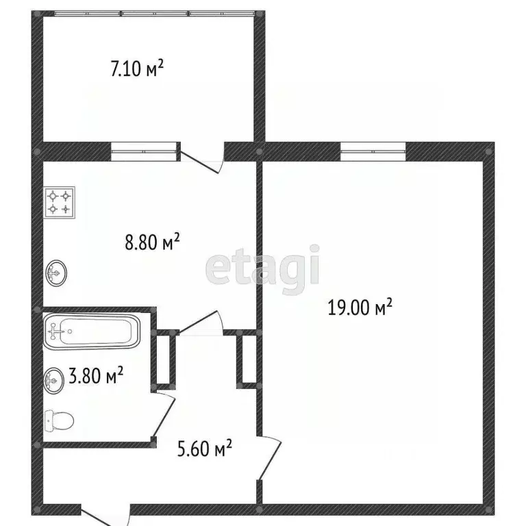 1-к кв. Ростовская область, Ростов-на-Дону Таганрогская ул., 112 (34.0 ... - Фото 1