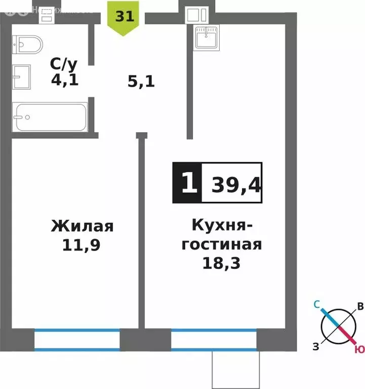 1-комнатная квартира: Светлые Горы, квартал Марьино-Знаменское, жилой ... - Фото 1