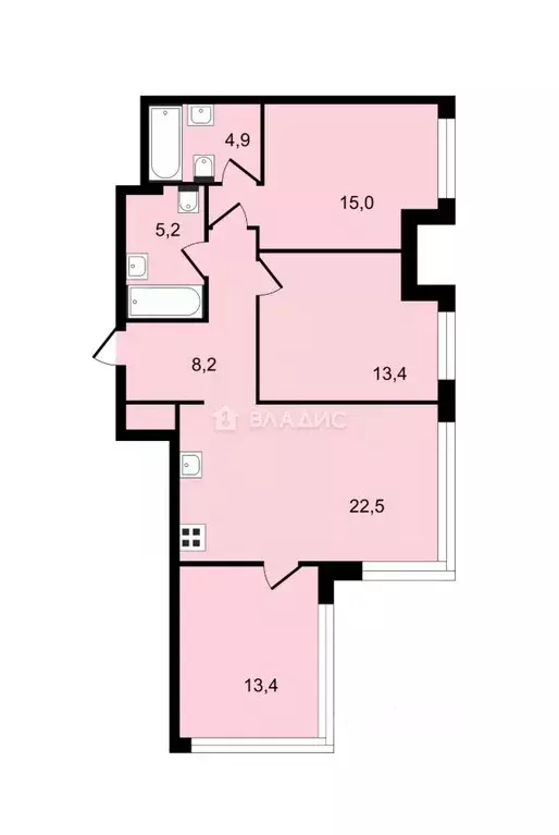 3-к кв. Москва ул. Нижние Мневники, 7 (82.6 м) - Фото 2